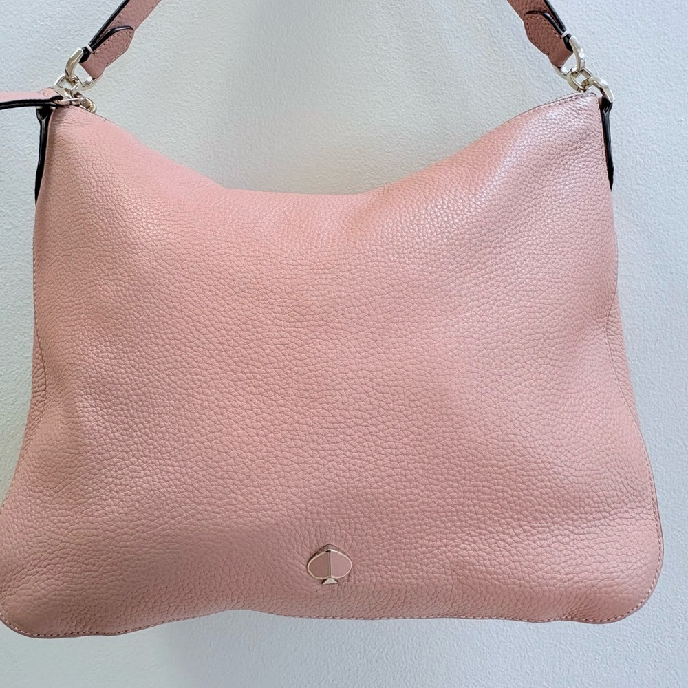 Kate Spade Blush Pink Pebbled Leather Hobo Shoulder Bag